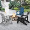 Giantex Outdoor Adirondack Chair – Oversized Patio Chairs w/Hidden Cup Holder, Realistic Wood Grain, 380 LBS Weight Capacity, Weather Resistant Firepit Chairs for Backyard, Garden (1, Red)(White)