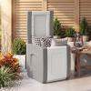 Giantex Outdoor Deck Box, 27 Gallon Patio Container with Lockable Lid, Weatherproof Plastic Storage Bin for Packages, Garden Tools, Cushions, Pool Supplies (Small,Grey)(Grey)