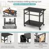 Giantex Outdoor Grill Cart – Pizza Oven Stand Table with Lockable Wheels, Double-Shelf Outdoor Cooking Prep Table with Garbage Bag Holder, Removable Hooks, Movable Dining Cart for Kitchen BBQ Party(Double-Shelf)