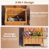 Giantex Outdoor Planter with Storage Box, Wooden Planter Box with Lid & Gas Rod, Multifunctional Garden Planter and Storage Container for Pool Accessories, Garden Tools, Porch & Balcony Organization