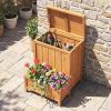 Giantex Outdoor Planter with Storage Box, Wooden Planter Box with Lid & Gas Rod, Multifunctional Garden Planter and Storage Container for Pool Accessories, Garden Tools, Porch & Balcony Organization