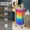 Giantex Plastic Boxes 10 Drawer Rolling Organizer Cart Utility Storage Tools Scrapbook Paper Multi-Use (Rainbow)