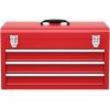 Giantex Portable Steel Tool Box, 20.5” Toolbox w/ 3 Drawers & Top Storage Tray, Tool Storage Chest w/Double Latch System, Ball Bearing Drawer Slides, EVA Liners & Carrying Handle, Red