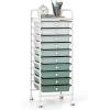 Giantex 15 Drawer Rolling Cart with Drawers, Storage Organizer Cart for Classroom Office School Teacher, Mobile Drawer Cart for Tools, Crafts, Small Printer, Paper, Pastel Ice Cream(Green Gradient)