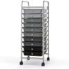 Giantex 15 Drawer Rolling Cart with Drawers, Storage Organizer Cart for Classroom Office School Teacher, Mobile Drawer Cart for Tools, Crafts, Small Printer, Paper, Pastel Ice Cream(Gray Gradient)