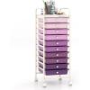 Giantex 15 Drawer Rolling Cart with Drawers, Storage Organizer Cart for Classroom Office School Teacher, Mobile Drawer Cart for Tools, Crafts, Small Printer, Paper, Pastel Ice Cream(Purple Gradient)