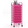 Giantex 15 Drawer Rolling Cart with Drawers, Storage Organizer Cart for Classroom Office School Teacher, Mobile Drawer Cart for Tools, Crafts, Small Printer, Paper, Pastel Ice Cream(Hot Pink)