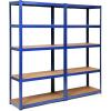 Giantex 2 Pieces Shelving Rack Storage Shelf Steel Garage Utility Rack 5-Shelf Adjustable Shelves Heavy Duty Display Stand for Books, Kitchenware, Tools Bolt-Free Assembly 36″x 16″x 72”, Black(Blue)