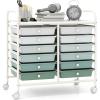 Giantex 20 Drawers Rolling Cart, Mobile Storage Drawer Cart, Classroom Organizer Cart for Office School Supplies Tools Scrapbook Paper Craft Small Printer, Utility Cart on Wheels, Green Gradient(Green Gradient)