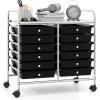 Giantex 20 Drawers Rolling Cart, Mobile Storage Drawer Cart, Classroom Organizer Cart for Office School Supplies Tools Scrapbook Paper Craft Small Printer, Utility Cart on Wheels, Green Gradient(Black)