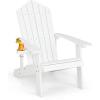 Giantex Outdoor Adirondack Chair – Oversized Patio Chairs w/Hidden Cup Holder, Realistic Wood Grain, 380 LBS Weight Capacity, Weather Resistant Firepit Chairs for Backyard, Garden (1, Red)(White)
