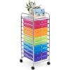 Giantex Plastic Boxes 10 Drawer Rolling Organizer Cart Utility Storage Tools Scrapbook Paper Multi-Use (Rainbow)