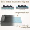Giantex Cooling Gel Orthopedic Dog Bed for Large Dogs, 40 in Reversible Memory Foam Dog Sofa Bed with 3-Sided Bolsters, Washable Cover, Non-Slip Bottom Pet Couch for Dogs up to 95 lbs (Light Gray)(Dark Gray)