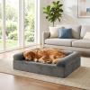 Giantex Cooling Gel Orthopedic Dog Bed for Large Dogs, 40 in Reversible Memory Foam Dog Sofa Bed with 3-Sided Bolsters, Washable Cover, Non-Slip Bottom Pet Couch for Dogs up to 95 lbs (Light Gray)(Dark Gray)