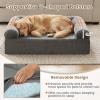 Giantex Cooling Gel Orthopedic Dog Bed for Large Dogs, 40 in Reversible Memory Foam Dog Sofa Bed with 3-Sided Bolsters, Washable Cover, Non-Slip Bottom Pet Couch for Dogs up to 95 lbs (Light Gray)(Dark Gray)