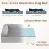 Giantex Cooling Gel Orthopedic Dog Bed for Large Dogs, 40 in Reversible Memory Foam Dog Sofa Bed with 3-Sided Bolsters, Washable Cover, Non-Slip Bottom Pet Couch for Dogs up to 95 lbs (Light Gray)(Light Gray)