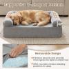 Giantex Cooling Gel Orthopedic Dog Bed for Large Dogs, 40 in Reversible Memory Foam Dog Sofa Bed with 3-Sided Bolsters, Washable Cover, Non-Slip Bottom Pet Couch for Dogs up to 95 lbs (Light Gray)(Light Gray)