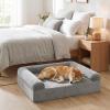 Giantex Cooling Gel Orthopedic Dog Bed for Large Dogs, 40 in Reversible Memory Foam Dog Sofa Bed with 3-Sided Bolsters, Washable Cover, Non-Slip Bottom Pet Couch for Dogs up to 95 lbs (Light Gray)(Light Gray)