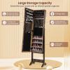 Giantex Jewelry Armoire with Full Length Mirror, Standing Jewelry Cabinet Organizer with 3 Tilting Angles, Bedroom Dressing Mirror with Large Storage for Earrings, Rings, Necklaces, Light Pink(Rustic Brown)