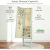 Giantex Jewelry Armoire with Full Length Mirror, Standing Jewelry Cabinet Organizer with 3 Tilting Angles, Bedroom Dressing Mirror with Large Storage for Earrings, Rings, Necklaces, Light Pink(Sage)