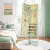 Giantex Jewelry Armoire with Full Length Mirror, Standing Jewelry Cabinet Organizer with 3 Tilting Angles, Bedroom Dressing Mirror with Large Storage for Earrings, Rings, Necklaces, Light Pink(Sage)