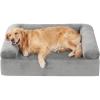 Giantex Cooling Gel Orthopedic Dog Bed for Large Dogs, 40 in Reversible Memory Foam Dog Sofa Bed with 3-Sided Bolsters, Washable Cover, Non-Slip Bottom Pet Couch for Dogs up to 95 lbs (Light Gray)(Light Gray)