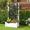 Giantex Set of 2 Raised Garden Bed with Trellis 59”, Self-Watering Planter Box with Water Level Indicator & Removable Space Dividers, High Trellis for Climbing Vine Plant Hanging, Indoor Outdoor Use(Greyish White)