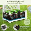 Giantex Set of 2 Raised Garden Bed with Trellis 59”, Self-Watering Planter Box with Water Level Indicator & Removable Space Dividers, High Trellis for Climbing Vine Plant Hanging, Indoor Outdoor Use(Greyish White)