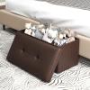 Giantex Storage Ottoman Bench, 30 Inches Folding Leather Ottoman Foot Rest, Coffee Table, Foot Stool, Padded Seat, Ottoman with Storage for Living Room, Bedroom, End of Bed (30″L x 15″W x 15″H, Black)(Brown)