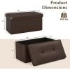 Giantex Storage Ottoman Bench, 30 Inches Folding Leather Ottoman Foot Rest, Coffee Table, Foot Stool, Padded Seat, Ottoman with Storage for Living Room, Bedroom, End of Bed (30″L x 15″W x 15″H, Black)(Brown)
