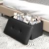 Giantex Storage Ottoman Bench, 30 Inches Folding Leather Ottoman Foot Rest, Coffee Table, Foot Stool, Padded Seat, Ottoman with Storage for Living Room, Bedroom, End of Bed (30″L x 15″W x 15″H, Black)(Black)