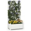 Giantex Set of 2 Raised Garden Bed with Trellis 59”, Self-Watering Planter Box with Water Level Indicator & Removable Space Dividers, High Trellis for Climbing Vine Plant Hanging, Indoor Outdoor Use(Greyish White)