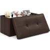 Giantex Storage Ottoman Bench, 30 Inches Folding Leather Ottoman Foot Rest, Coffee Table, Foot Stool, Padded Seat, Ottoman with Storage for Living Room, Bedroom, End of Bed (30″L x 15″W x 15″H, Black)(Brown)