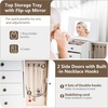 Giantex Standing Jewelry Armoire Cabinet with 4 Drawers, Flip Top Mirror, Top Storage Compartments, 2 Side Doors with 8 Necklace Hooks, Freestanding Jewelry Organizer Box Chest (Pink)(White)