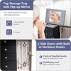 Giantex Standing Jewelry Armoire Cabinet with 4 Drawers, Flip Top Mirror, Top Storage Compartments, 2 Side Doors with 8 Necklace Hooks, Freestanding Jewelry Organizer Box Chest (Pink)(Black)