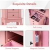 Giantex Standing Jewelry Armoire Cabinet with 4 Drawers, Flip Top Mirror, Top Storage Compartments, 2 Side Doors with 8 Necklace Hooks, Freestanding Jewelry Organizer Box Chest (Pink)(Pink)
