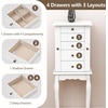 Giantex Standing Jewelry Armoire Cabinet with 4 Drawers, Flip Top Mirror, Top Storage Compartments, 2 Side Doors with 8 Necklace Hooks, Freestanding Jewelry Organizer Box Chest (Pink)(White)