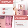 Giantex Standing Jewelry Armoire Cabinet with 4 Drawers, Flip Top Mirror, Top Storage Compartments, 2 Side Doors with 8 Necklace Hooks, Freestanding Jewelry Organizer Box Chest (Pink)(Pink)