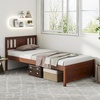Giantex Wood Queen Size Bed Frame with Headboard, Farmhouse Solid Platform Bed w/Wooden Slat Support Mattress Foundation, Under-Bed Storage, No Box Spring Needed, White(Walnut)
