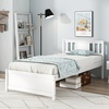 Giantex Wood Queen Size Bed Frame with Headboard, Farmhouse Solid Platform Bed w/Wooden Slat Support Mattress Foundation, Under-Bed Storage, No Box Spring Needed, White(White)