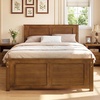 Giantex Wood Queen Size Bed Frame with Headboard, Farmhouse Solid Platform Bed w/Wooden Slat Support Mattress Foundation, Under-Bed Storage, No Box Spring Needed, White(Walnut-solid Headboard)