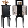 Giantex Standing Jewelry Armoire Cabinet with 4 Drawers, Flip Top Mirror, Top Storage Compartments, 2 Side Doors with 8 Necklace Hooks, Freestanding Jewelry Organizer Box Chest (Pink)(Black)