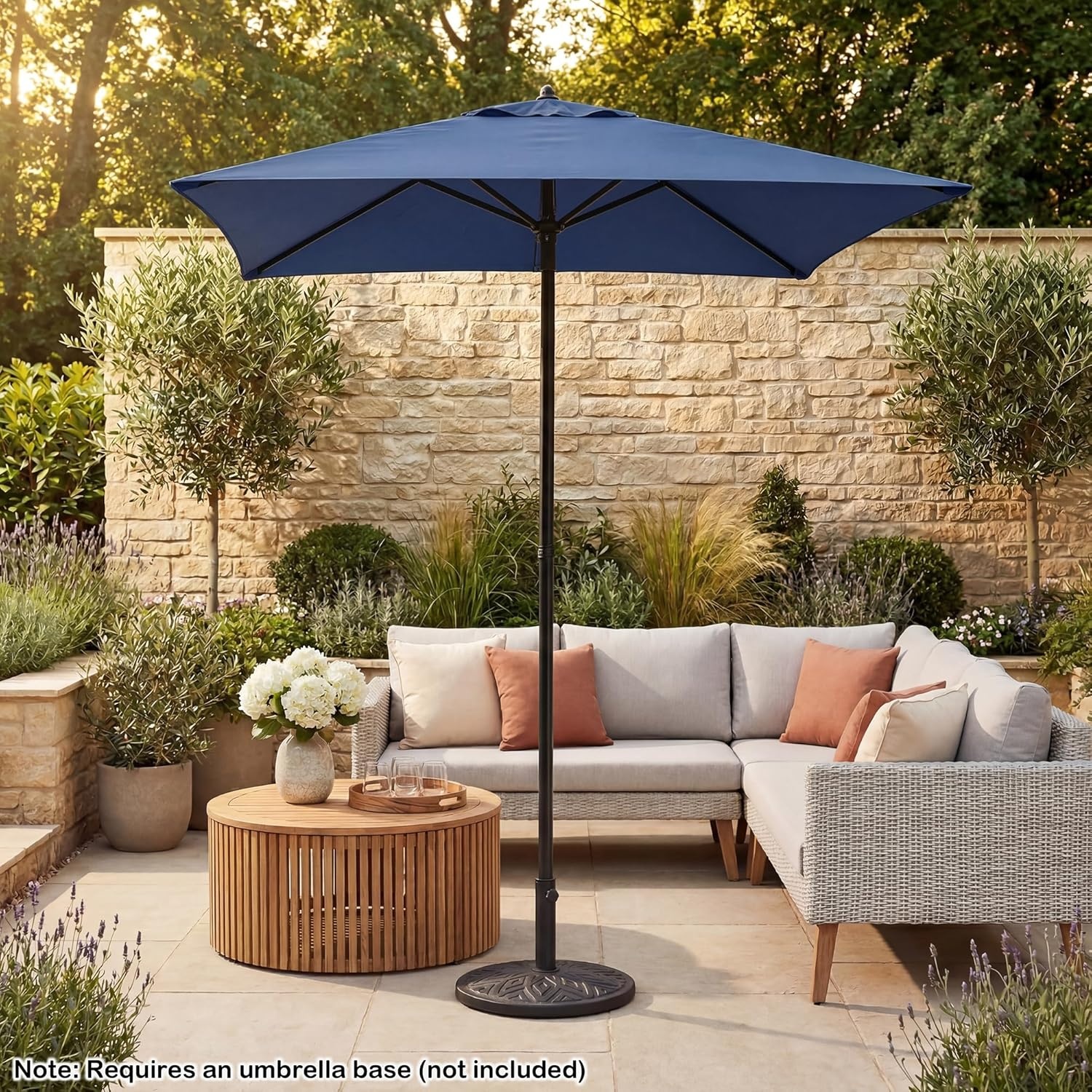 image:imageGiantex 5ft Square Patio Umbrella Outdoor Table Umbrella with Push Bottom Tilt 4 Sturdy Ribs Fade Resistant amp Waterproof Canopy Market Umbrella for Deck Pool Backyard Garden BeachNavy