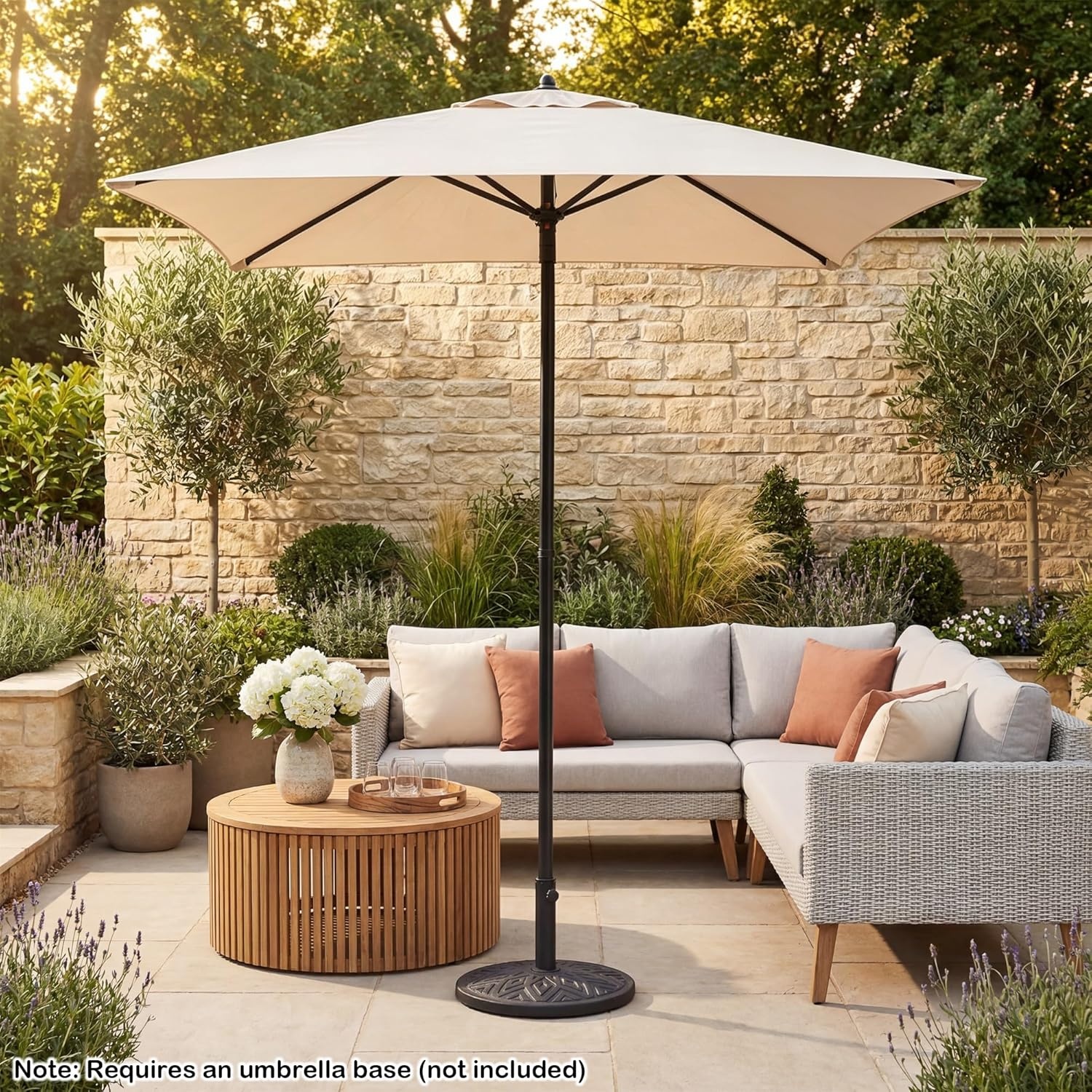 image:imageGiantex 5ft Square Patio Umbrella Outdoor Table Umbrella with Push Bottom Tilt 4 Sturdy Ribs Fade Resistant amp Waterproof Canopy Market Umbrella for Deck Pool Backyard Garden BeachBeige