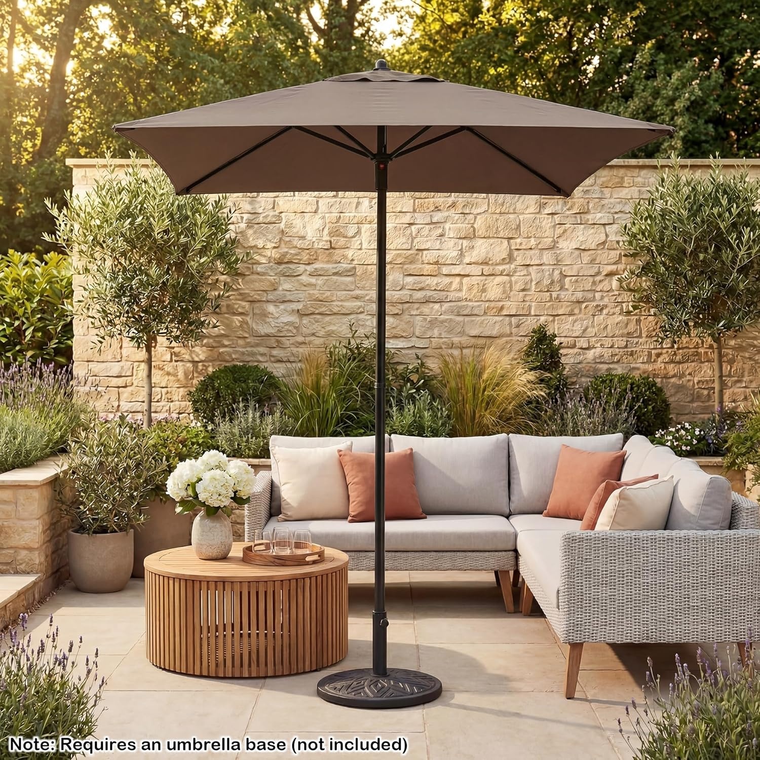 image:imageGiantex 5ft Square Patio Umbrella Outdoor Table Umbrella with Push Bottom Tilt 4 Sturdy Ribs Fade Resistant amp Waterproof Canopy Market Umbrella for Deck Pool Backyard Garden BeachBrown