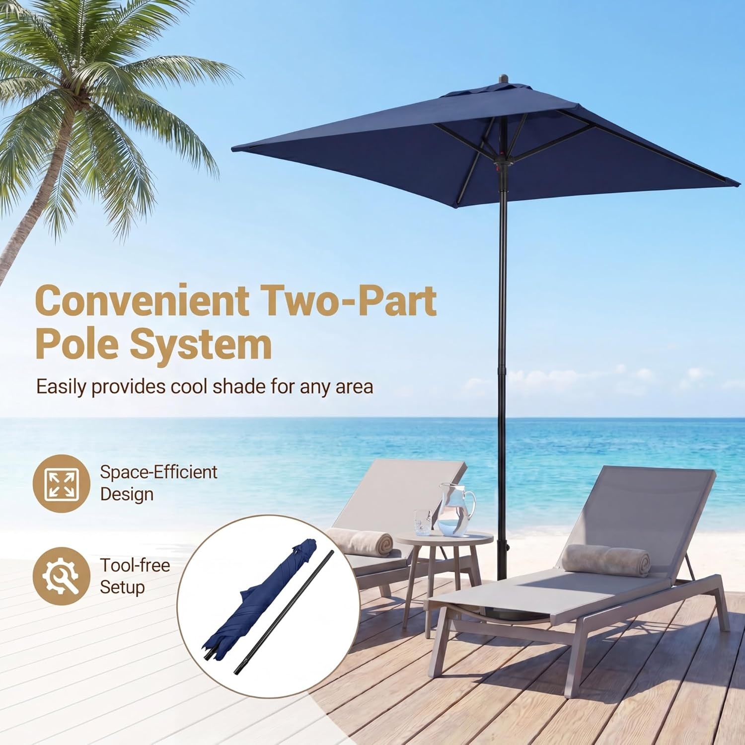 image:imageGiantex 5ft Square Patio Umbrella Outdoor Table Umbrella with Push Bottom Tilt 4 Sturdy Ribs Fade Resistant amp Waterproof Canopy Market Umbrella for Deck Pool Backyard Garden BeachNavy