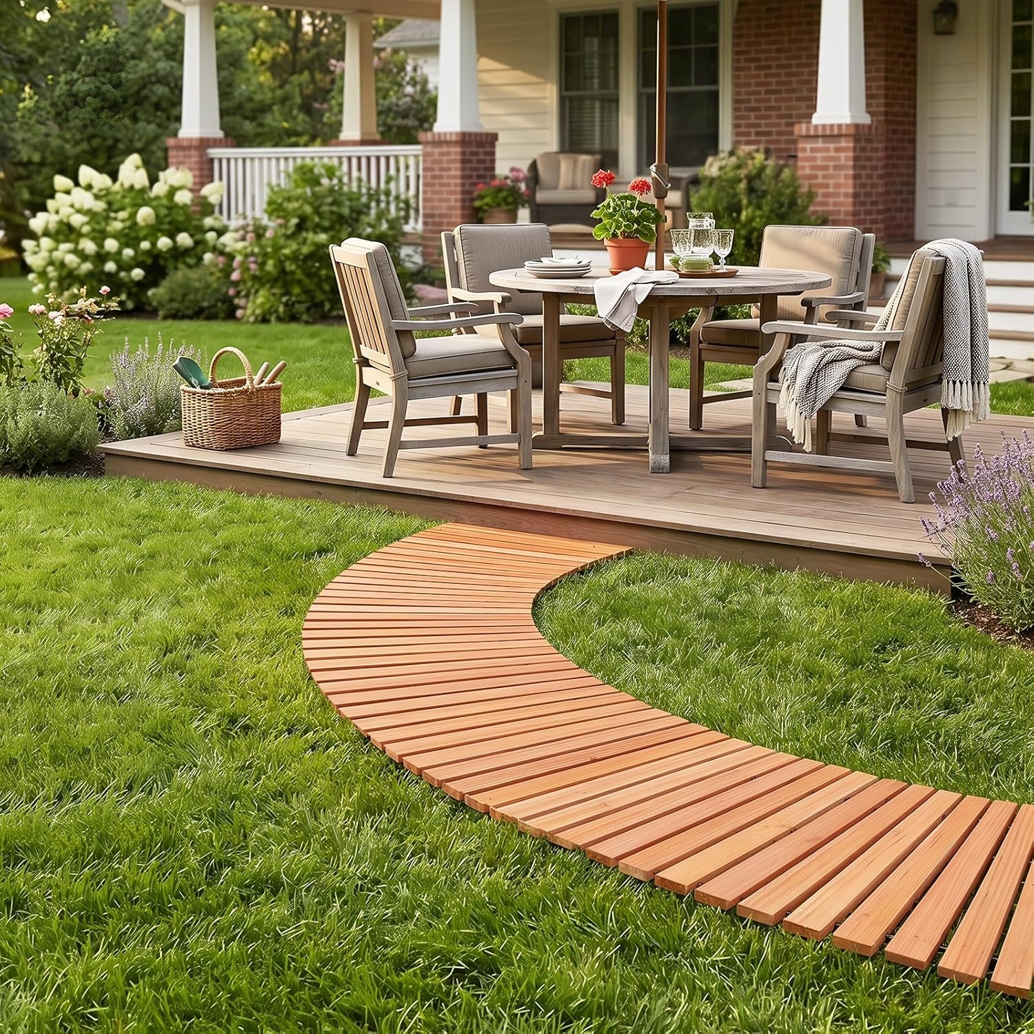 image:imageGiantex 8 FT Garden Pathway 2 Pack 215W Waterproof HDPE Outdoor Walkway NonSlip Surface Weather Resistant Roll Out Straight Walkway for Outside Patio Backyard Beach Wedding Party Natural OakGolden Teak