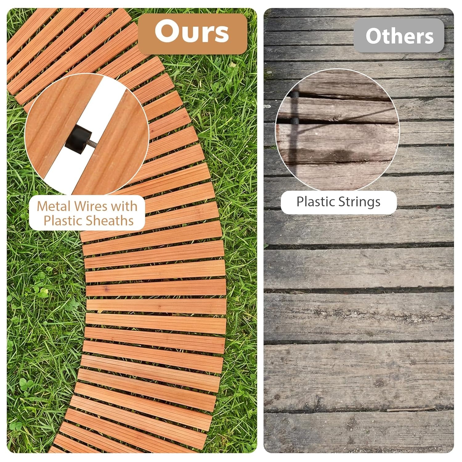image:imageGiantex 8 FT Garden Pathway 2 Pack 215W Waterproof HDPE Outdoor Walkway NonSlip Surface Weather Resistant Roll Out Straight Walkway for Outside Patio Backyard Beach Wedding Party Natural OakGolden Teak