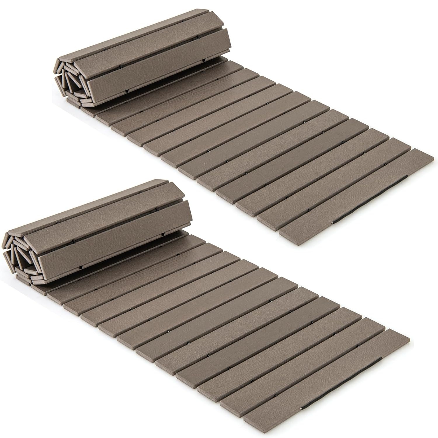 image:imageGiantex 8 FT Garden Pathway 2 Pack 215W Waterproof HDPE Outdoor Walkway NonSlip Surface Weather Resistant Roll Out Straight Walkway for Outside Patio Backyard Beach Wedding Party Natural OakAsh Gray