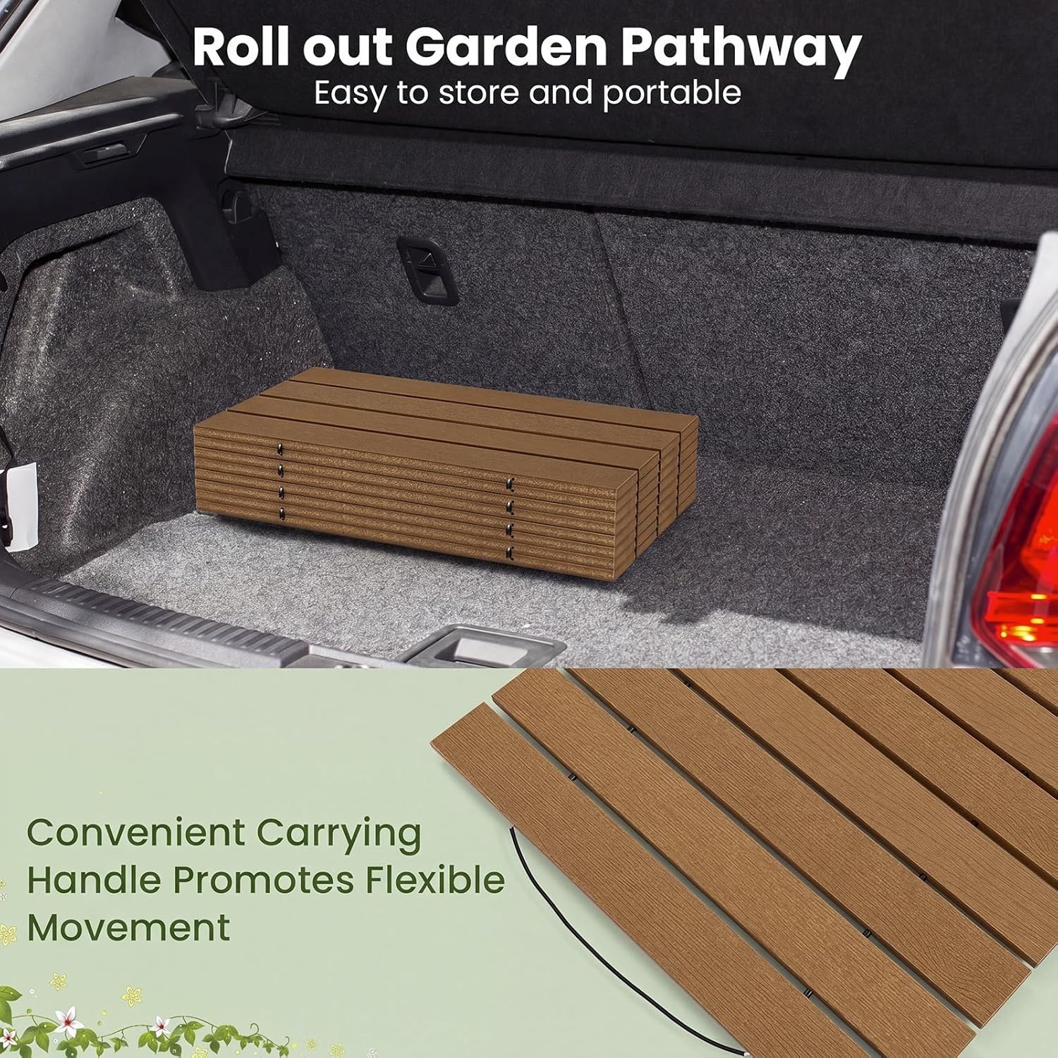 image:imageGiantex 8 FT Garden Pathway 2 Pack 215W Waterproof HDPE Outdoor Walkway NonSlip Surface Weather Resistant Roll Out Straight Walkway for Outside Patio Backyard Beach Wedding Party Natural OakNatural Oak